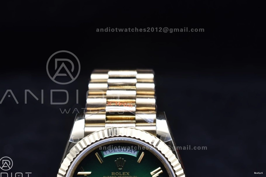 A2836 Steel Edition Dial Black (Gain QF 725 V4 Weight) TechFriendly Best President 904L Bracelet 40 YG Green on DayDate 0710